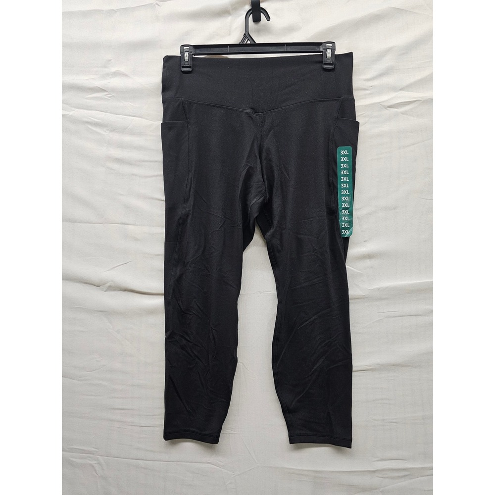 Member's Mark Womens High-Rise Ankle Leggings Black Nylon Blend Workout Size 3XL